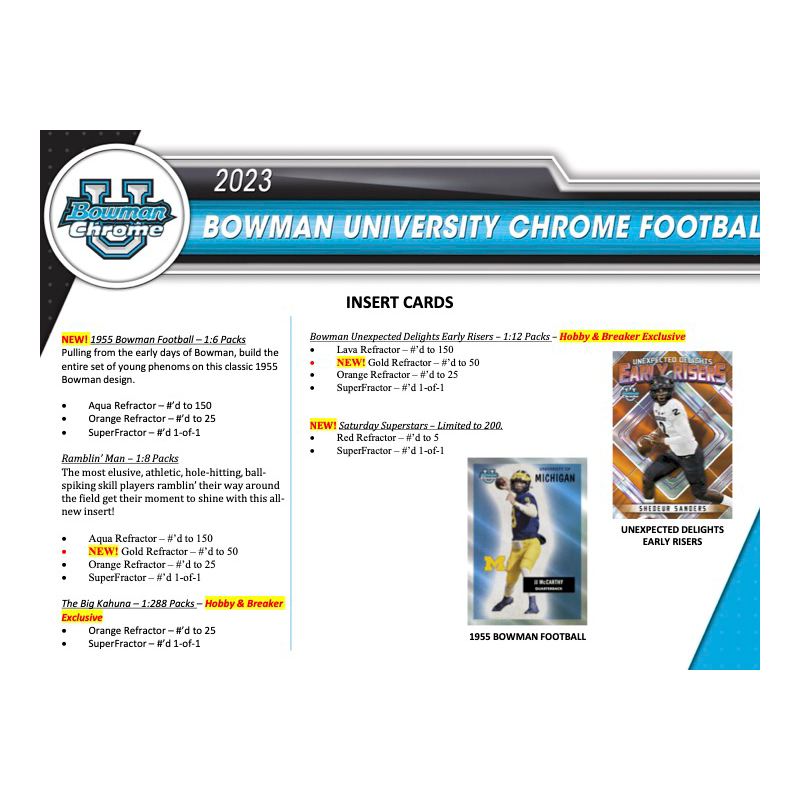 2023 Bowman Chrome University Football Breaker&