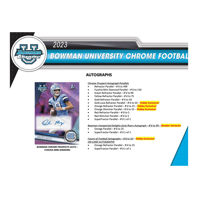 2023 Bowman Chrome University Football Breaker&