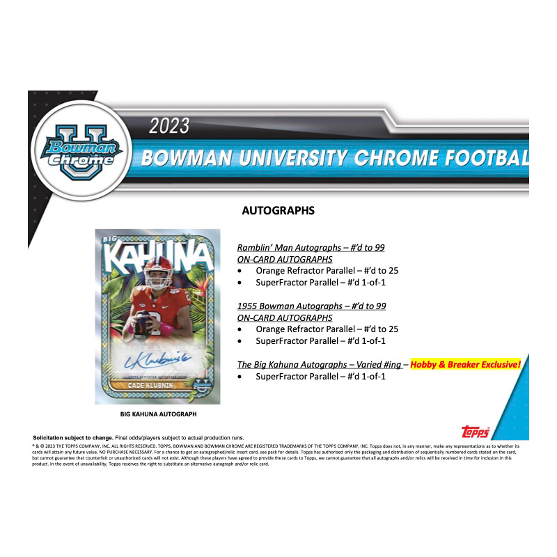 2023 Bowman Chrome University Football Breaker&